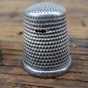 Sterling Silver Thimble SIMONS SHIELD #12  Imperfections As-is Vintage
